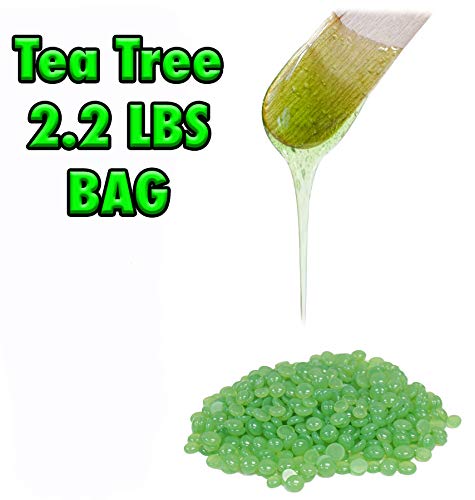 Hard Wax Beans 2.2 Pounds Hair Removal Arm Leg Facial Women Men Self Waxing (Tea TreeFBA)