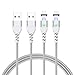 2 Pack Magnetic Micro USB Cable, WMZ Nylon Braided Data Charger Cord with Metal Plug LED Indicator Light Charging for Samsung S2 S3 S4 S6 S7 Edge, Note 2/3/4/5, Tab S2 S LG (3.3 Feet/1M Sliver)