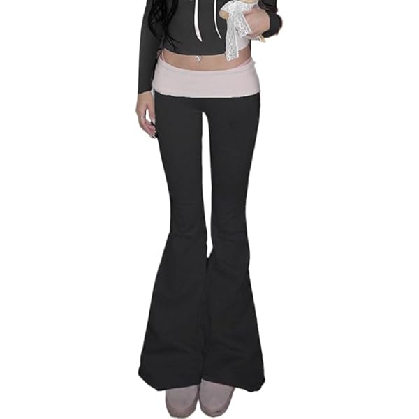 Amazon.com: Y2K Contrast Flare Pants Women Casual Leggings