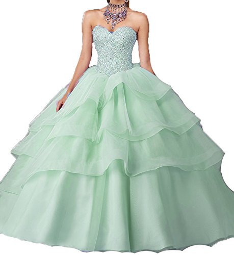 BessDress Gorgeous Long Prom Dreses Girls'Ball Gown Beads Quinceanera Dresses BD084