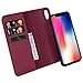 ZOVER Compatible with iPhone Xs/X Case Detachable Genuine Leather Wallet Case Support Wireless Charging Magnetic Car Mount Holder Kickstand Feature Magnetic Closure Gift Box Wine Red