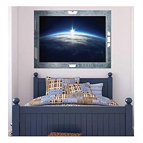 Wall26 - Science Fiction ViewPort - Decal - The Sun Peeking Over the Edge of Earth - Wall Mural, Removable Sticker, Home Decor - 24x32 inches