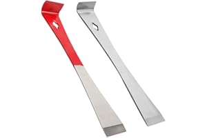 Suapouen 2PCS Pry Bar Scraper Nail Puller Stainless Steel Flat Crowbar Angled Edge Pry Bar for Pulling and Scraping Tool