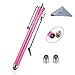 Wisdompro Stylus, 4.8 Inch Universal Microfiber Mesh Tip Stylus Pen with 2pcs Replacement Tips and Tether for Touch Screen Devices - Hot Pink