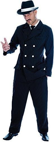 Mens Black Pinstripe 1920s Gangster Suit Bugsy Malone Fancy Dress Costume Outfit M-XL (Extra Large)