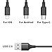 Multi USB Cable,USB to Lightning/Micro/USB C 3 in 1 Braided Charging Cable for iPhone X/8 Plus/7 Plus/iPad/MacBook/Galaxy S8 Plus Note 8/Lg V20(Black)