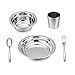 LIANYU 5-Piece Toddler Kids Dinnerware Set, Stainless Steel Childrens Dinnerware Include Plate/Bowl/Cup/Spoon/Fork, Eco Friendly & BPA Free - Dishwasher Safe