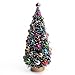 Miniature Decorated Frosted Bottle Brush Christmas Trees - Classic Holiday Snowy Bristle Sisal Trees (6-1/2 inches)