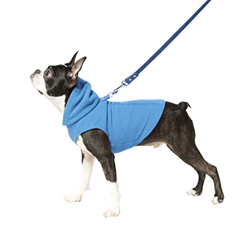 Gooby Every Day Fleece Cold Weather Dog Vest with Hoodie for Small Dogs, Blue, Medium