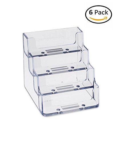 Source One 4 Pocket Clear Acrylic Business Card Holder (BC-4P) (6 Pack)