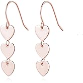 Reffeer Solid 925 Sterling Silver Love Heart Drop Earrings for Women Teen Girls Sweet Heart Dangle Earrings Hook Earrings