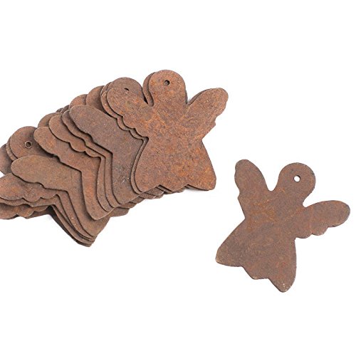 Factory Direct Craft Package of 48 Flat Back Tiny Rusty Tin Angel Cutouts With Hole for Decor and Crafting