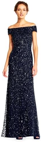 Amazon.com: Adrianna Papell Women's Mockneck Beaded Long Dress Dress, Blue  Mist, 2 : Clothing, Shoes & Jewelry
