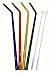 Teenie Greenie Extra Long Bent Glass Straws 12 in x 9.5 mm, 4 Pack, Shatter Resistant, Pyrex-Glass + 2 Cleaning Brushes -No BPA-, Non-Toxic, Reusable, Eco-Friendly, 4 Fun Colors