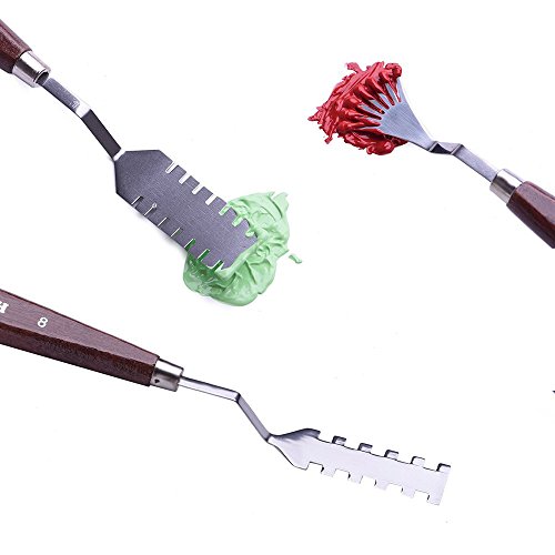 9Pcs Oil Painting Palette Knife Sets Stainless Steel Spatulas Painting Palette Knives Art Tools for FX Special Effects in Oil Painting or Acrylic Mixing Paints- Thin & Flexible Art Tools for Artists - Thumbnail 5