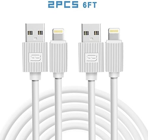 originAIM [Apple MFi Certified] Lightning to USB Cable ,2 Pack 6FT Bullet Aramid Fiber IPhone Charger for iPhone, iPad mini, iPad Air, iPad Pro, iPod touch, White