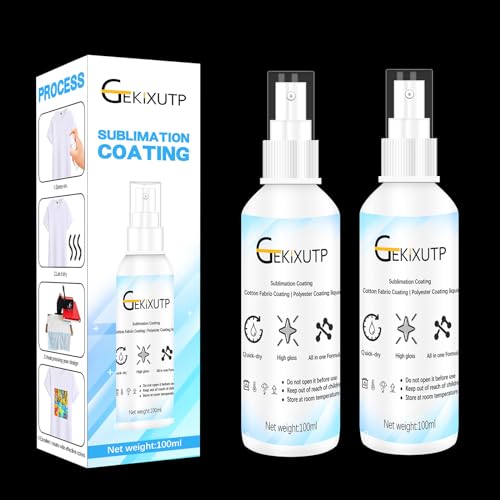 2 x 100ml Sublimation Spray for Cotton Tshirts，Sublimation Coating Spray for T-Shirts, Canvas, Polyester Fabric，Quick Dry, High Gloss，Polyester Spray for Sublimation