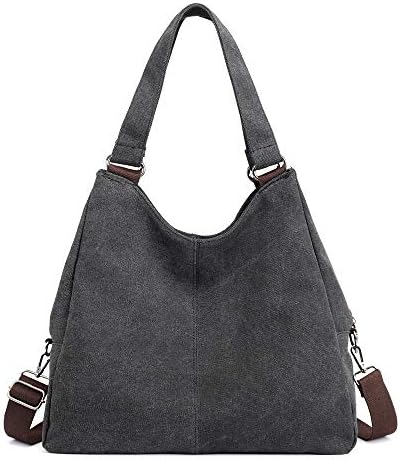 Canvas Hobo Shoulder Tote Bag for Women Multi-function Roomy Handbag Crossbody Bag with Zipper