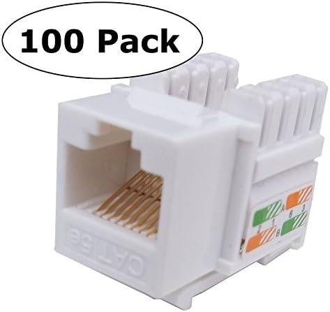 CNAwebCat5e RJ45 Modular Keystone Jack, 110 Style, White - Box of 100