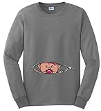 Pregnancy Announcement Gifts Peeking Baby Tan Skin Baby Girl Maternity Theme Long Sleeve T-Shirt Small SpGry