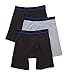 Champion Men's 3-Pack Performance Cotton Long Leg Boxer Briefs, Black/Grey/Black, Medium