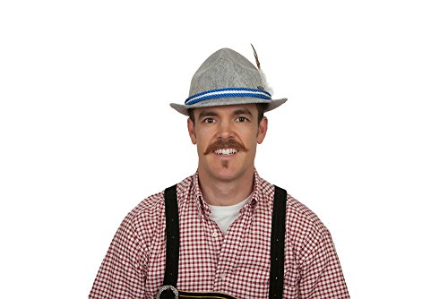 Essence Of Europe Gifts Men's German Fedora Hat W/Bavarian Rope & Feather X-Large Gray