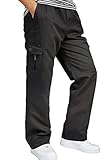 YGT Men's Full Elstic Waist Cotton Lightweight Workwear Chef Cargo Pants