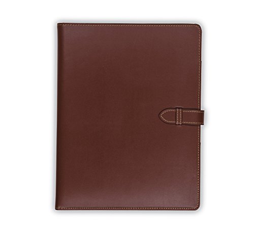 Samsill 71746 Contrast Stitch Leather Padfolio with Strap Closure– Lightweight & Stylish Business Portfolio for Men & Women – Resume Portfolio, 8.5 x 11 Writing Pad, Tan / Brown