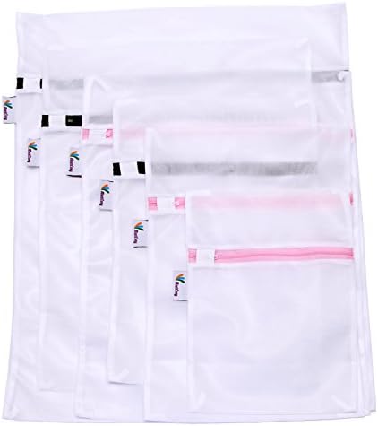 Set of 6 Mesh Laundry Bags- 1 XLarge, 2Large, 2Medium and 1Small for Pretecting Blouse, Hosiery, Underwear, Bra and Lingerie. Travel Laundry Bag