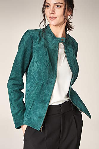 Escalier Women's Genuine Leather Jacket Suede Moto Jackets Green S - Thumbnail 3
