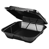 Genpak Foam Hinged Carryout Container, 1 Compartment, 9-1/4x9-1/4x3, Black, 100/Bag - 200 containers per case, 100 per bag.
