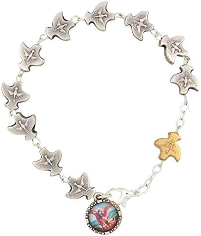 Rosary Bracelet Archangel Micheal with Holy Spirit Beads, 7 1/2 Inch