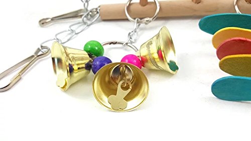 Borange Bird Toys Parrot Ladders Wood Stand Natual Stand Bird Colorful Swing Bridge Wooden Perches for African Grey Parakeet Budgie Cage Accessories
