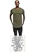 JC DISTRO Mens Hipster Hip Hop Cotton Elong Round Scallop Tshirt Military Green Medium
