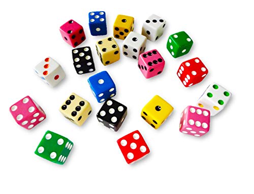 Discount Learning Supplies 20 Assorted Dice 10 Colors 16 mm - Great for Gaming Casino Night - Brought to You by DLS