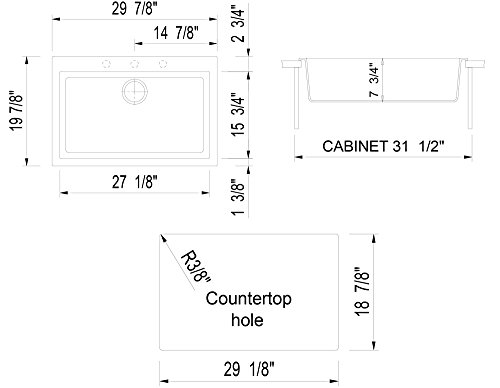 ALFI brand AB3020DI-W Drop-In Single Bowl Granite Composite Kitchen Sink, 30", White - Thumbnail 6