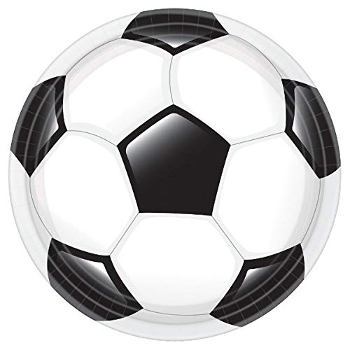 Amscan Soccer Fan Round, Party Dinner Plates,  10.5"