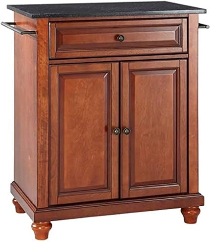 Amazon.com - BOWERY HILL Black Granite Top Kitchen Island in Cherry - Kitchen Islands