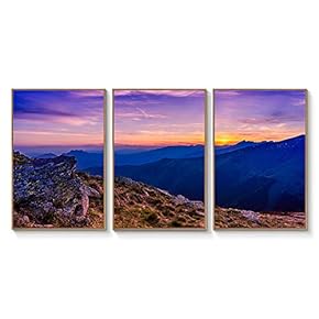 Floating Framed Canvas Wall Art for Living Room, Bedroom Landscape Gorge Mountain River Grassland Canvas Prints for Home Decoration Ready to Hang - 16"x24"x3 Panels