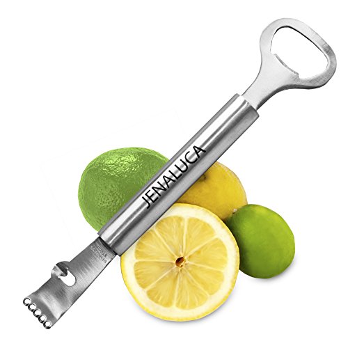 Jenaluca Channel Knife and Lemon Zester with Bottle Opener Bartending Tools