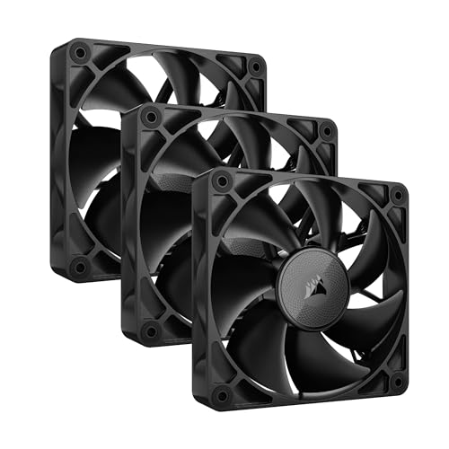 Corsair iCUE LINK RX120 120mm PWM-Lüfters mit iCUE LINK System Hub - Magnetisches Kuppellager - Dreierpack - Schwarz
