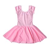 Dancina Girls Skirted Leotard Dress Ballet Dance Short Sleeve Cotton Front Lined
