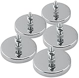Master Magnetics Round Base Magnet - Magnetic Fastener/Magnets with Holes, 2.04" Diameter, 1.25" Total Height, Holds 35 Pounds (Box of 5) RB50B3NX5