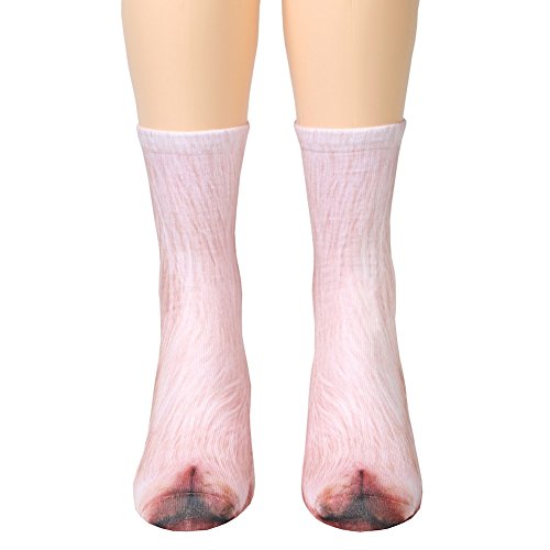 Unisex Adult Animal Paw Crew Socks - Sublimated Print (Pig) - Thumbnail 2