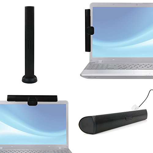 Slimline Black Laptop Speaker With Screen Mount and Desktop Stand for HP 15 bs060nf | 15 bw039nf | x2 10 p038nf - by DURAGADGET