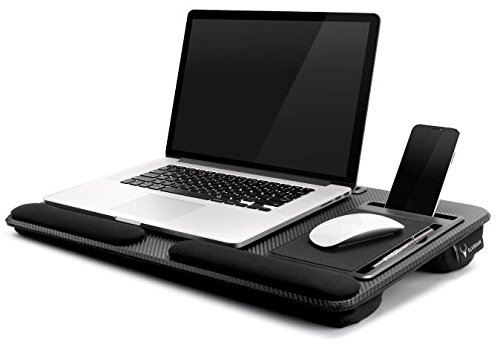 Portable Laptop Lap Desk with Pillow Foam Cushion And Soft Wrist Rest Laptop Stop Bar Fits Laptop Up to 17.3 Inch