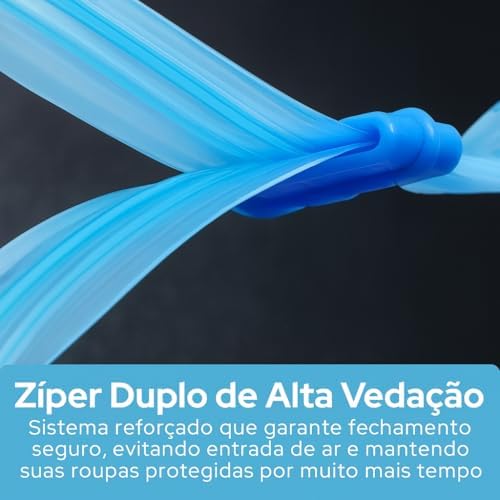 Kit 10 Sacos a Vácuo 50x60 Resistente com Bomba Manual Reutilizável Proteção Contra Poeira e Odores Economia de Espaço para Roupas e Viagem