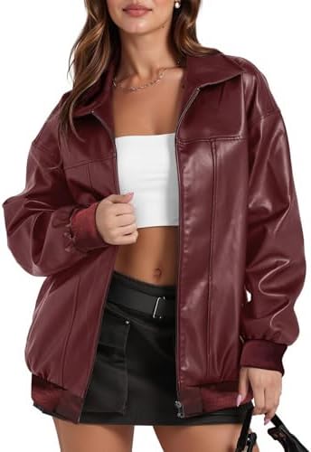 HAPRIZERA Women Faux Lamb Fur Leather Short Jacket Lapel Zipper