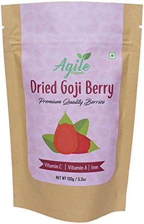 Agile Organic® Premium Whole Dried Goji Berries,250g | Immunity Building | Antioxidant Rich | (Premium Quality)