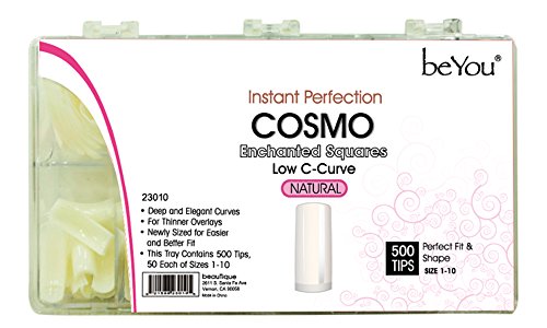 Beyou Natural Cosmo 500 Artificial False Nail Tips 10Sizes 23010 for Nail Shop Nail Salon (Natural)
